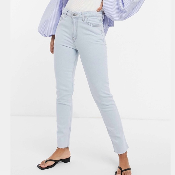 New ASOS Design Raw Hem Skinny Jeans Vintage Light Wash Stretch Denim Size 28 - Picture 2 of 16